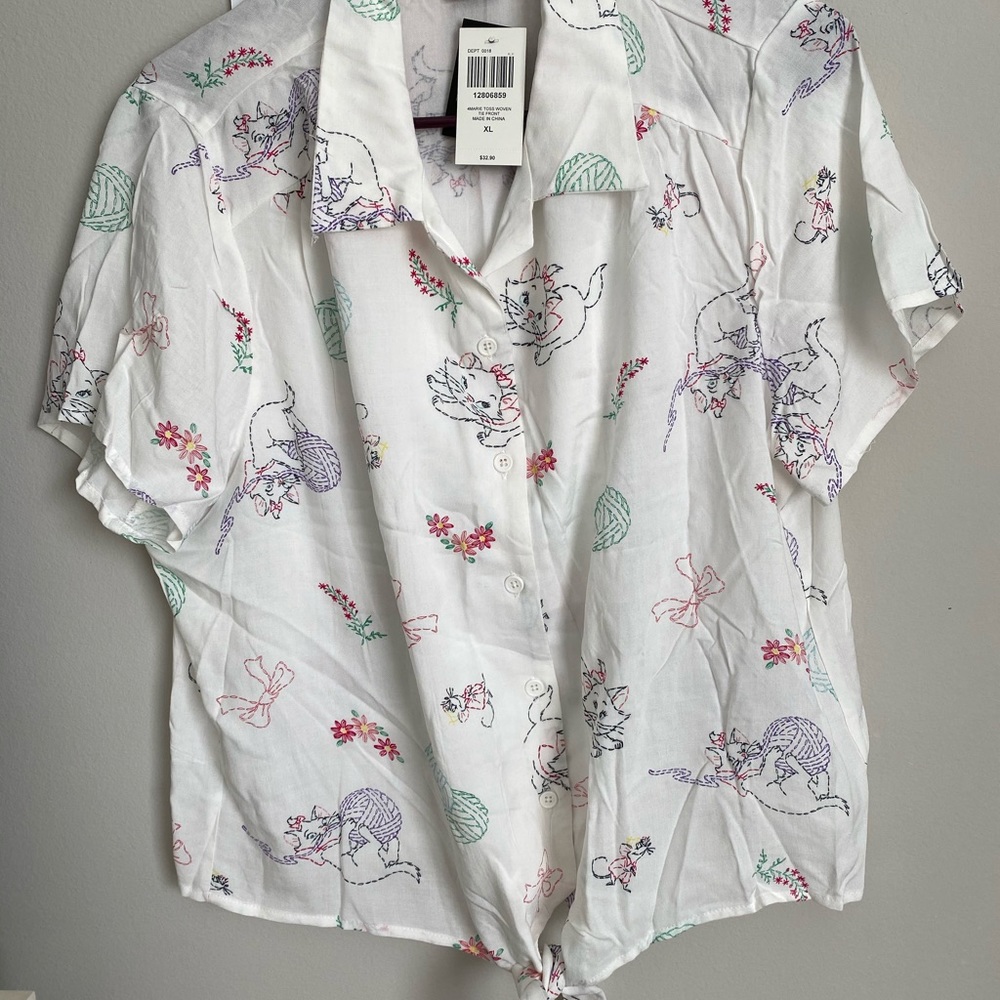 Disney The Aristocats Marie Tie-Front Button-Up